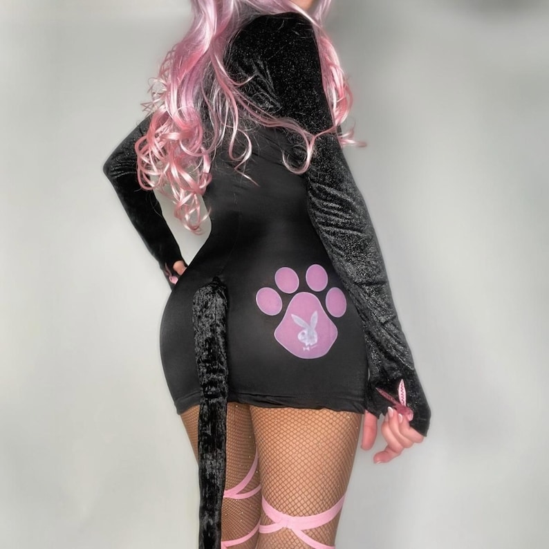 Conjunto de disfraz de cosplay de gatita sexy de la marca Playboy Y2K genuino imagen 1