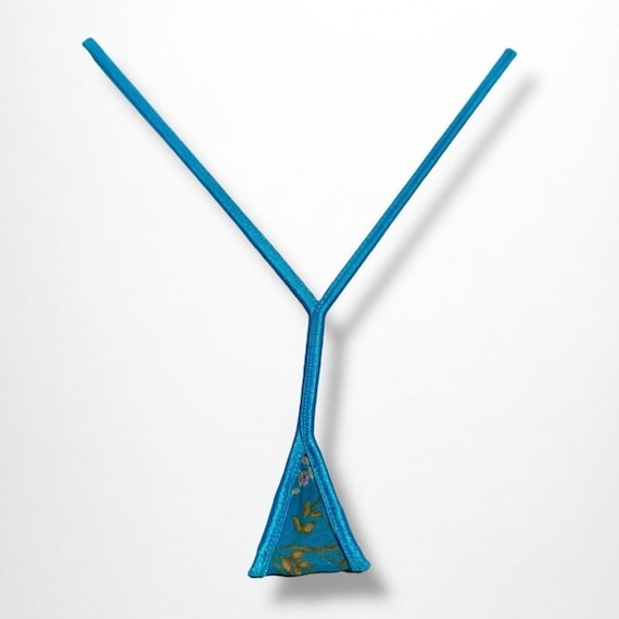 Y2K G-String Thong Bikini Bottom – Sheer Blue Mes… - image 2