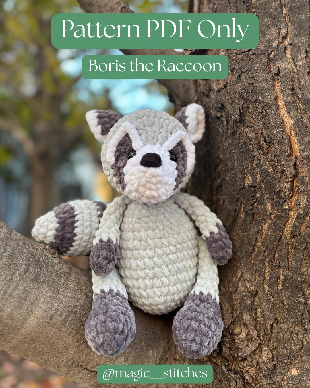 30 Raccoon Crochet Patterns for Woodland Amigurumi, Plushies, and Loveys 9 Boris the Raccoon Crochet Pattern