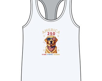 Women's Racerback Patriotic Golden Retriever Dog