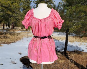 Cora Blouse, Size L - Flamingo Shimmer