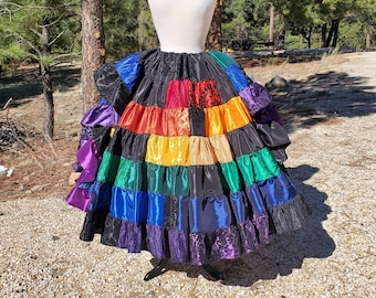 Peacock Skirt - Rainbow - 7 Tier, 37.5" Length