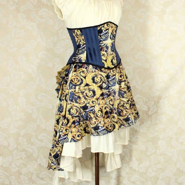 High Low Mini Cecilia Skirt -- Doctor Who Exploding T.A.R.D.I.S. -- Ready to Ship -- Fits Up To 38" Waist