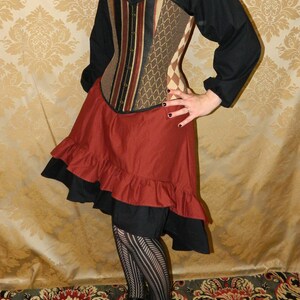Victorian Patchwork Sweetheart Overbust Corset -- Deluxe -- Black, Russet, & Antique Gold -- Fits Bust 36"-39", Waist 29"-31"