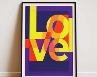 Geometric LOVE Art Print, Modern Home Decor (Digital Download)
