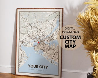 Custom City Map Art Print – Personalized Location Gift (Digital Download)