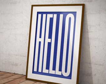 Hello Modern Typography Digital Print, Minimalist Wall Art, Instant Download, Entryway Decor, Printable Art
