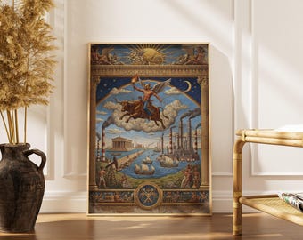 Texas Kalos Nolis Olympian Gateway Art Print - Mythological Industrial Allegory Wall Decor