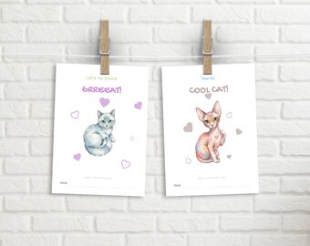 Printable Valentine's Day Cards - Cat Lover Digital Download