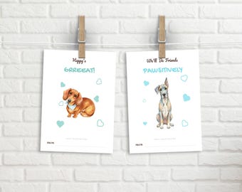 Printable Watercolor Puppy Valentines Cards