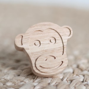 Affen Holzgriff Kinderzimmer – Holz Möbelgriff handgefertigt | nachhaltiger Schrankgriff & Kommodengriff passend für IKEA Möbel zB Hemnes