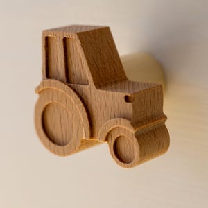 Tractorvormige houten meubelgreep voor lades en kasten in kinder- en babykamers • Compatibel met IKEA Hemnes, Kallax en Pax