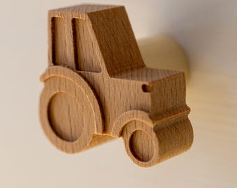 Traktor Möbel Griff aus Holz für Schubladen und Schränke im Kinderzimmer & Babyzimmer • Kompatibel mit IKEA Hemnes - Kallax - Platsa