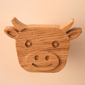 Maniglia in legno per cassetto del fasciatoio con motivo fattoria - mucca - asino - maiale - compatibile con IKEA Hemnes - Kallax - Pax