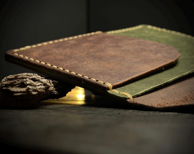 Featured listing image: "The Doc Holiday" Compact Field Notebook in Olive & Tobacco Badalassi Carlo- Pueblo