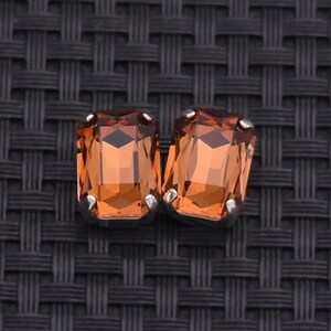 Elegant Rectangular Orange Crystal Settings For DIY Jewelry Projects With 18K Gold Filled Durable Base  10*14mm 36pcs
