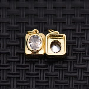 Colgante rectangular tipo medallón, dije ovalado de cristal chapado en oro de 18 quilates para joyería DIY (collar, pulsera, etc.) 14*9 mm