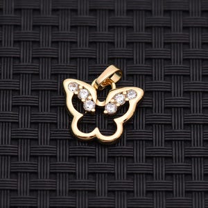 Butterfly CZ Pendant, 18K Gold Filled Open Wing Charm for Necklace Bracelet DIY Jewelry Craft Supply 18.5*16mm