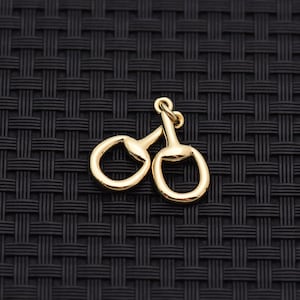 Hästbett Charm-hänge, 18K guldfyllt ridsmycke, Snaffle Tack-berlock för DIY-halsband present 20*10 mm