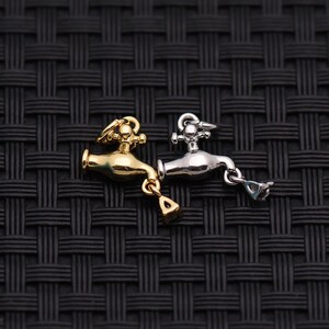 Faucet Charm Pendant, 18K Gold Filled Silver Tone Letter A Tag for DIY Necklace Bracelet Jewelry Gift 10*10.5mm