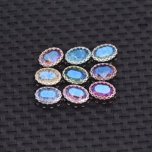 Cuentas espaciadoras de cristal ovaladas para la fabricación de joyas, dijes facetados en tonos pastel, juego de 36 piezas de accesorios para pulseras DIY de 10*14 mm.