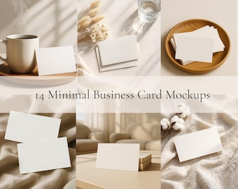 Business Card Mockup Bundle | 14 Minimalist Photo Mockups | Realistic Scene Creator | Canva Template