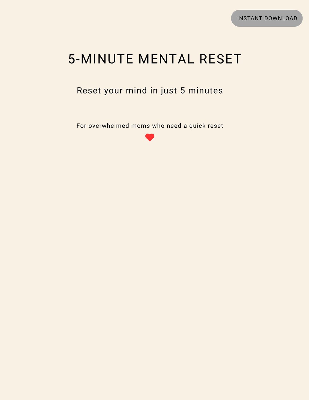 5 Minute Mental Reset | Quick Brain Dump Printable | Overwhelmed Mom ...