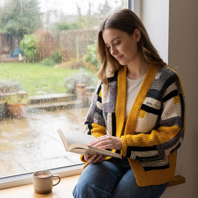 Easy Knit Patchwork Jacket Pattern - Digital Download PDF for Women | Cozy DIY Craft Gift Idea | All Sizes
