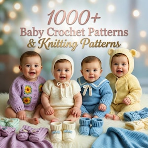 Más de 1000 patrones de crochet y tejido para bebés (paquete de 2) / Amigurumi / Mantas / Gorros, patuquitos / Descarga digital en PDF DIY