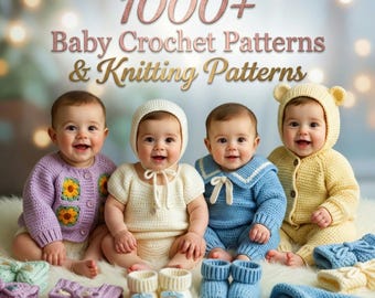 Paquete de más de 1000 patrones de ganchillo y punto para bebés en formato PDF / Mantas, amigurumis, gorros, patucos y suéteres (descarga digital)