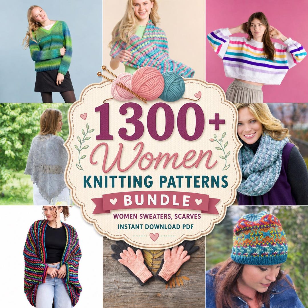 1300+ Women Knitting Patterns Bundle | Women Sweaters, Scarves, Gifts