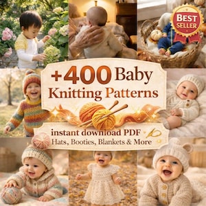 Bundel 400+ babybreipatronen | Pasgeboren kleding, dekens, slofjes | Digitale download