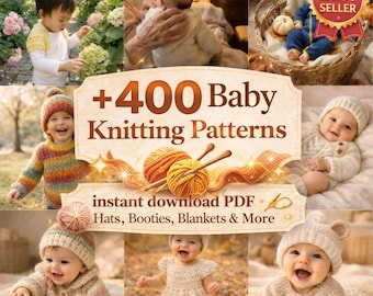 400+ Baby Knitting Patterns Bundle | Newborn Clothes, Blankets, Booties | Digital Download