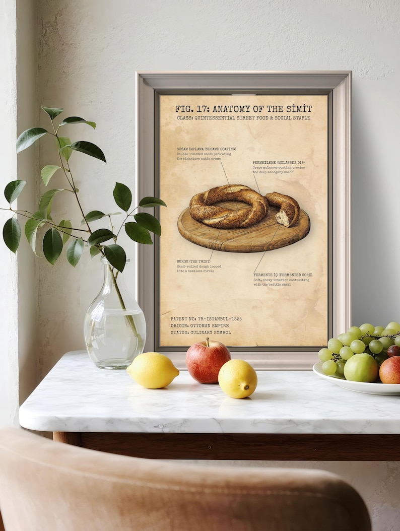 Turkish Simit Print | Turkish Breakfast |Istanbul Street Food Art | Kitchen Wall Decor | Vintage Food Poster | Turkish Culture Gift image 5