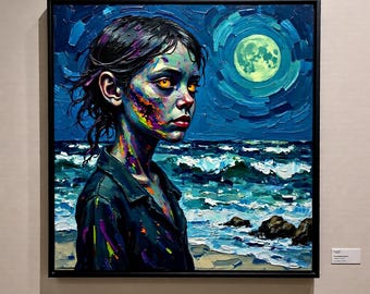 Art mural zombie, impression d'art numérique, la mer et le spectre