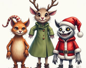 Lot de 5 créatures effrayantes de Noël effrayantes, 2025