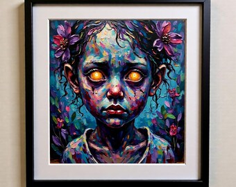 Art mural zombie, impression d'art numérique, le témoin doré