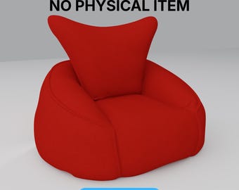 STL File - 1:12 Scale Bean Bag Chair Tall Back Dollhouse Miniature 3D Print