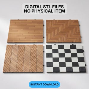 STL File - 1:12 Scale Flooring | Plank, Herringbone, Chevron & Checker Tile Panels | STL + 3MF, Support-Free | 1/24 Scale Included