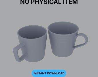 STL File - 1:12 Scale Coffee Mugs Bundle (2 Pack) | Dollhouse Miniature Files | 3D Print Ready
