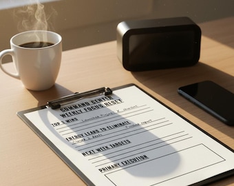 Weekplanner focus resetten afdrukbaar | Brutalistische productiviteitswerkblad | Minimale uitvoeringsplanner | Digitale download