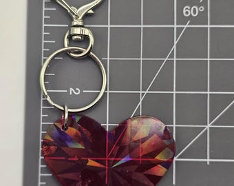 Holographic Heart Keychain|Unique Accessories|Handmade|Resin Gifts|Statement Piece