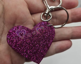 Holographic Heart Keychain|Unique Accessories|Handmade|Resin Gifts|Statement Piece