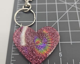Holographic Heart Keychain|Unique Accessories|Handmade|Resin Gifts|Statement Piece