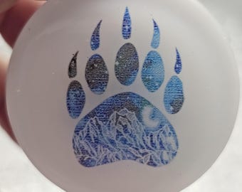 Bear Paw, Mountain Scene, Phone Grip, Stand, Functional, Decorative, Accessory