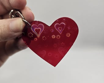 Holographic Heart Keychain|Unique Accessories|Handmade|Resin Gifts|Statement Piece