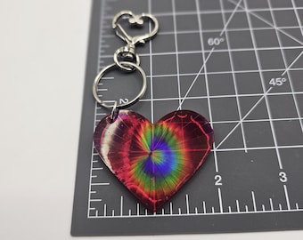 Holographic Heart Keychain|Unique Accessories|Handmade|Resin Gifts|Statement Piece