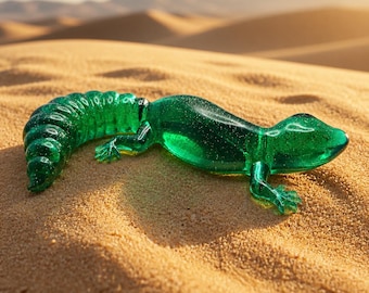 Pisapapeles de resina con forma de gecko de cola gorda, figura, verde translúcido brillante, decoración para el hogar, estatua