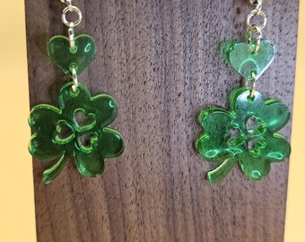 Shamrock with heart shaped leaves and cut-outs and matching charm.