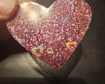 Holographic Heart Keychain|Unique Accessories|Handmade|Resin Gifts|Statement Piece